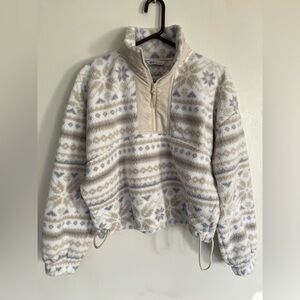 DSG Fair Isle Print Quarter 1/4 Zip Fleece Pullover S